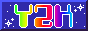 A blue button that says 'Y2K' in rainbow block letters.
