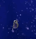 A gif of a wiggling brown unicellular creature from the game Spore's cell stage.