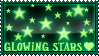 A deviant art stamp with glowing green cieling stars that says 'glowing stars ❤' on it.