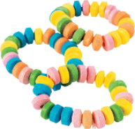 A transparent png of three candy bracelets.
