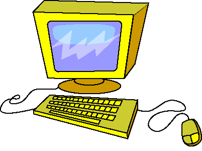 A hand drawn gif of a yellow computer, keyboard, and mouse.