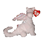 A stop motion gif of the Magic the Dragon Beanie Baby plush dancing.