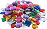 A transparent png of a pile of colorful rhinestones.