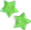 A transparent png of two small green star beads.