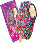 A transparent png of a rainbow sprinkle ice cream bar.