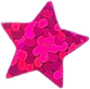 A sticker of a pink holographic star.