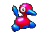  A gif of a Porygon2 pecking the ground in front of it.
