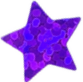 A sticker of a pruple holographic star.