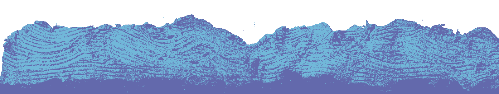 A transparent blue clay background from Hylics that looks like waves.