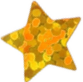 A sticker of a yellow holographic star.
